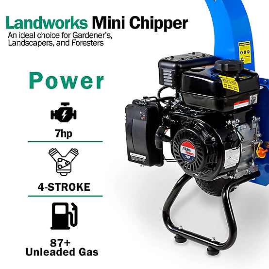 Landworks 7HP Mini Wood Chipper Shredder Mulcher