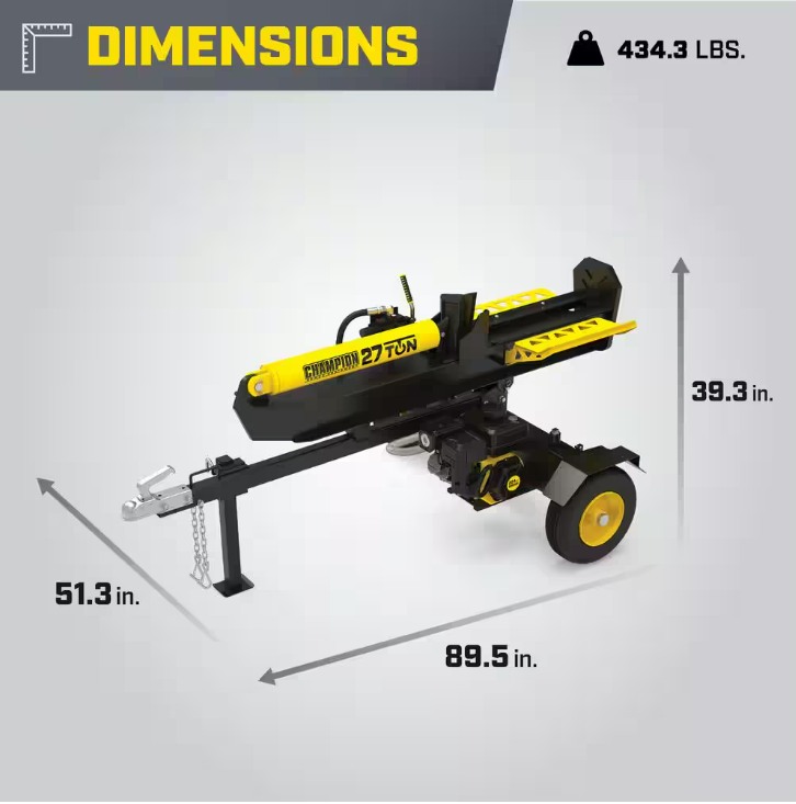 27-Ton Gas Hydraulic Log Splitter, 224cc, Vertical Horizontal